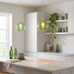 Happy Homewares Chic Emerald Green Circular Fluted Glass Ceiling Pendant Light Shade - thumbnail 6