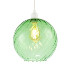 Happy Homewares Chic Emerald Green Circular Fluted Glass Ceiling Pendant Light Shade - thumbnail 2