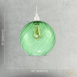 Happy Homewares Chic Emerald Green Circular Fluted Glass Ceiling Pendant Light Shade - thumbnail 7