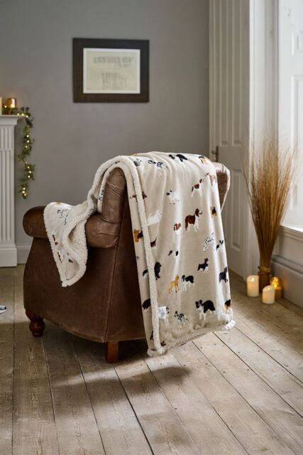 Deyongs Luxury Soft Cosy Warm Fleece Sherpa Large Mixed Dogs Throw 140x180cm in Beige - Size: 140 cm x 180 cm - image 1