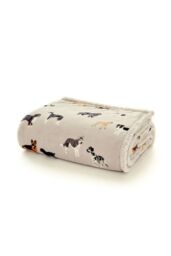 Deyongs Luxury Soft Cosy Warm Fleece Sherpa Large Mixed Dogs Throw 140x180cm in Beige - Size: 140 cm x 180 cm - thumbnail 2