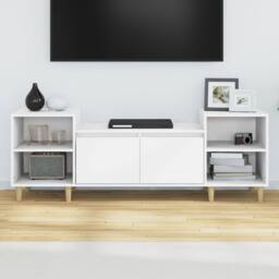 Berkfield Home TV Cabinet White 160x35x55 cm Engineered Wood - Size: 160 x 35 x 55 cm - thumbnail 1