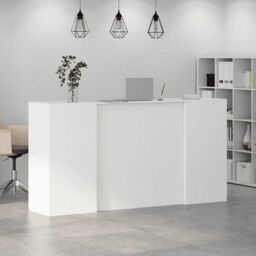 Berkfield Home Reception Desk White 200x50x103.5 cm Engineered Wood - thumbnail 4