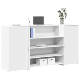 Berkfield Home Reception Desk White 200x50x103.5 cm Engineered Wood - thumbnail 1