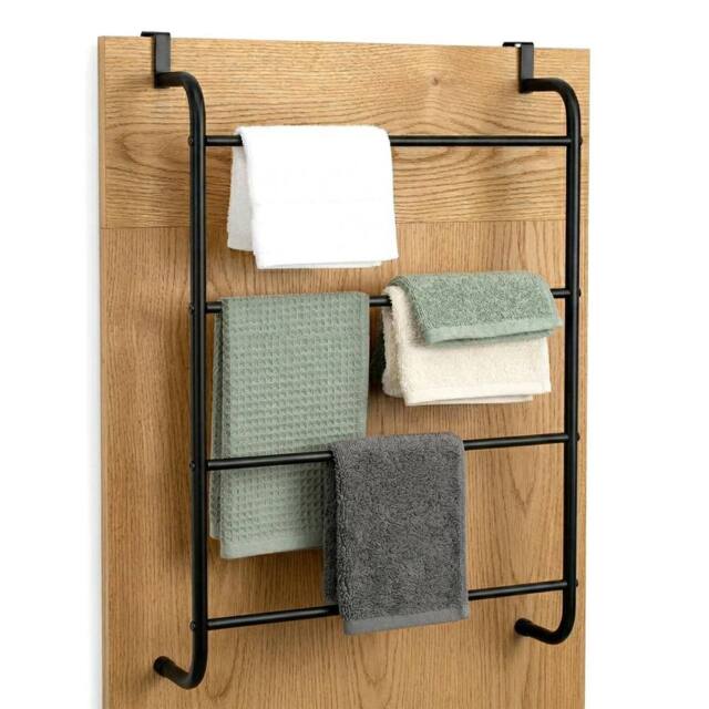 EONLION Over Door Towel Rail 4 Bars, Bathroom Hanging Rack in Black - image 1
