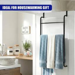 EONLION Over Door Towel Rail 4 Bars, Bathroom Hanging Rack in Black - thumbnail 2