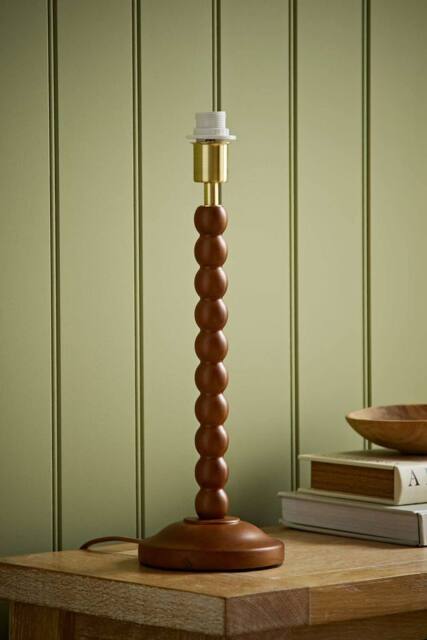 ValueLights Bobbin Wooden Bobble Table Lamp Base in Walnut - image 1
