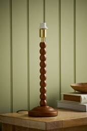 ValueLights Bobbin Wooden Bobble Table Lamp Base in Walnut