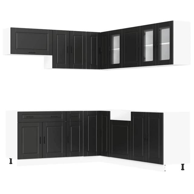 Berkfield Home 11 Piece Kitchen Cabinet Set Porto Black Engineered Wood - image 1