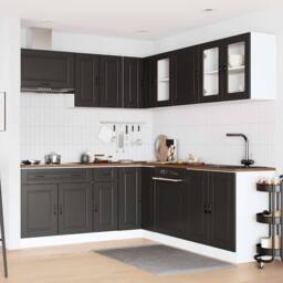 Berkfield Home 11 Piece Kitchen Cabinet Set Porto Black Engineered Wood - thumbnail 3