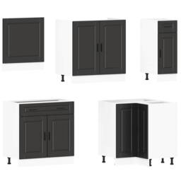 Berkfield Home 11 Piece Kitchen Cabinet Set Porto Black Engineered Wood - thumbnail 4