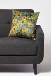 Homescapes Van Gogh Sunflowers Filled Velvet Cushion 46 x 46 cm in Taupe - thumbnail 2