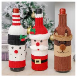 Leaper Knitted Deer Wine Bottle Cover for Christmas Decorations in Brown - thumbnail 2