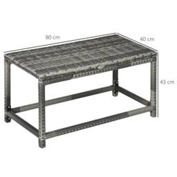 OUTSUNNY Outdoor Coffee Table w/ Plastic Board Under the Full Woven Table Top, Grey - thumbnail 3