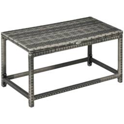 OUTSUNNY Outdoor Coffee Table w/ Plastic Board Under the Full Woven Table Top, Grey - thumbnail 2