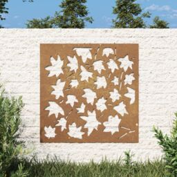 Berkfield Home Garden Wall Decoration 55x55 cm Corten Steel Maple Leaf Design in Brown