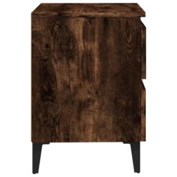 Berkfield Home Bed Cabinet with Metal Legs Smoked Oak 40x35x50 cm in Brown - Size: 40 x 35 x 50 cm - thumbnail 6