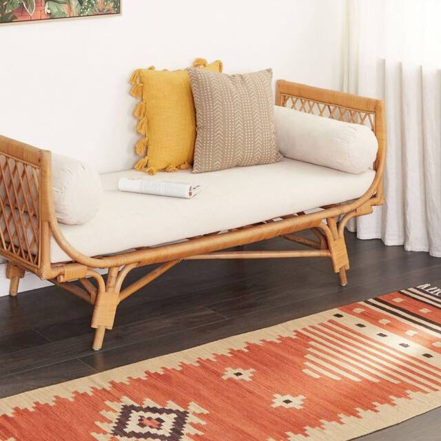 Wyld and Coco Kilim Runner Rug Reversible Cotton 80 x 300 cm Orange Multicolour - Size: 80 cm x 300 cm - image 1