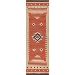 Wyld and Coco Kilim Runner Rug Reversible Cotton 80 x 300 cm Orange Multicolour - Size: 80 cm x 300 cm - thumbnail 2