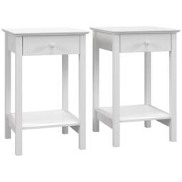 HOMCOM Bedside Table Cabinet Set of 2 with Drawer & Shelf, White - thumbnail 2
