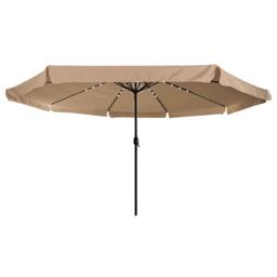 Berkfield Home Garden Umbrella with LED Lights 395x245 cm Taupe - thumbnail 1