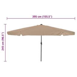 Berkfield Home Garden Umbrella with LED Lights 395x245 cm Taupe - thumbnail 8