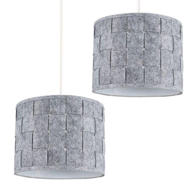 ValueLights Monza Pair of Grey Ceiling Pendant Shade - image 1