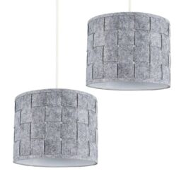 ValueLights Monza Pair of Grey Ceiling Pendant Shade - thumbnail 1