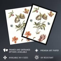 Artery8 Flowers Snail & a Caterpillar Johan Teyler Framed Wall Art Print in White - Size: A4 - thumbnail 2