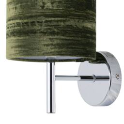First Choice Lighting Brea - Chrome Wall Light with Green Crushed Velvet Shade in Silver - thumbnail 2