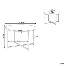 Wyld and Coco Round Marble Coffee Table 70 cm White Marble Effect Top Silver - thumbnail 3