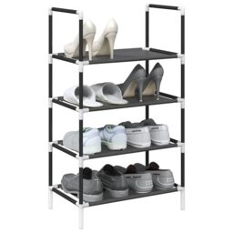 Berkfield Home Shoe Rack 4-Tier Black 44x28x77 cm Non-woven Fabric - Size: 44 x 28 x 77 cm