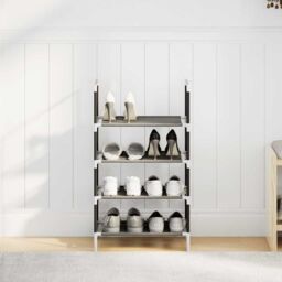 Berkfield Home Shoe Rack 4-Tier Black 44x28x77 cm Non-woven Fabric - Size: 44 x 28 x 77 cm - thumbnail 4