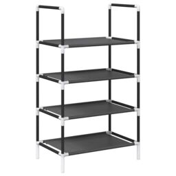 Berkfield Home Shoe Rack 4-Tier Black 44x28x77 cm Non-woven Fabric - Size: 44 x 28 x 77 cm - thumbnail 2