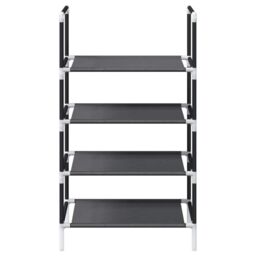 Berkfield Home Shoe Rack 4-Tier Black 44x28x77 cm Non-woven Fabric - Size: 44 x 28 x 77 cm - thumbnail 5