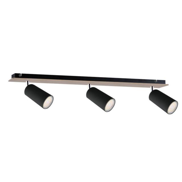 Netlighting Eye Ceiling Spotlight Bar Black Wood 50cm 3x GU10