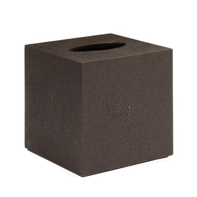 Posh Trading Company Chelsea Square Tissue Box - Faux Shagreen Chocolate in Brown - image 1