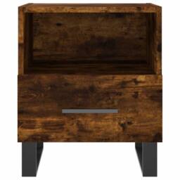 Berkfield Home Bedside Cabinet Smoked Oak 40x35x47.5 cm Engineered Wood in Brown - thumbnail 4