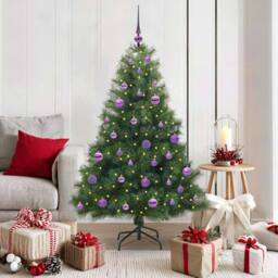 Berkfield Home Artificial Christmas Tree with 150 LEDs Green 150 cm PE & PVC - thumbnail 1