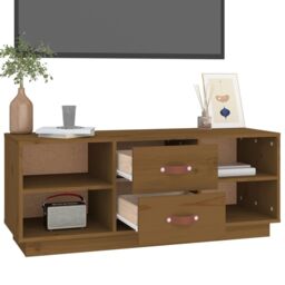 Berkfield Home TV Cabinet Honey Brown 100x34x40 cm Solid Wood Pine - Size: 100 x 34 x 40 cm - thumbnail 5