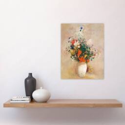 "Artery8 Vase of Flowers in Pink Background Redon Vintage Wall Art Print Poster - Size: W24"" x H32""" - thumbnail 4