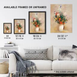 "Artery8 Vase of Flowers in Pink Background Redon Vintage Wall Art Print Poster - Size: W24"" x H32""" - thumbnail 3