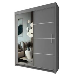 Interior Emporium Ltd IE Lyon Sliding Door Bedroom Wardrobe with LED Light - Wardrobe for You - Wardrobes with LED Light ( Grey, 250 cm ) in Grey - thumbnail 4