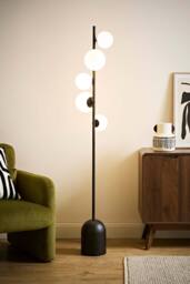 ValueLights Marlow Opaque Glass Globe 5 Way Floor Lamp with LED Bulbs in Black - thumbnail 3