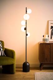 ValueLights Marlow Opaque Glass Globe 5 Way Floor Lamp with LED Bulbs in Black - thumbnail 2