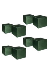 OHS Pack of 8 Matte Velvet Storage Boxes in Dark Green - thumbnail 1