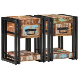 Berkfield Home Nightstands 2 pcs 40x40x40 cm Solid Reclaimed Wood in Brown - Size: 40 x 40 x 40 cm - thumbnail 5