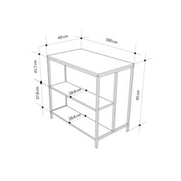 Decortie Detroit' Modern Bar Table with Metal Legs Open Shelf 100cm in Black - Size: 1 Pack - thumbnail 5