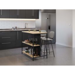 Decortie Detroit' Modern Bar Table with Metal Legs Open Shelf 100cm in Black - Size: 1 Pack - thumbnail 6