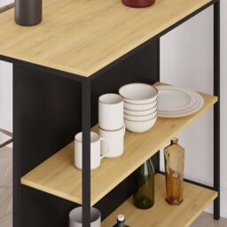 Decortie Detroit' Modern Bar Table with Metal Legs Open Shelf 100cm in Black - Size: 1 Pack - thumbnail 3
